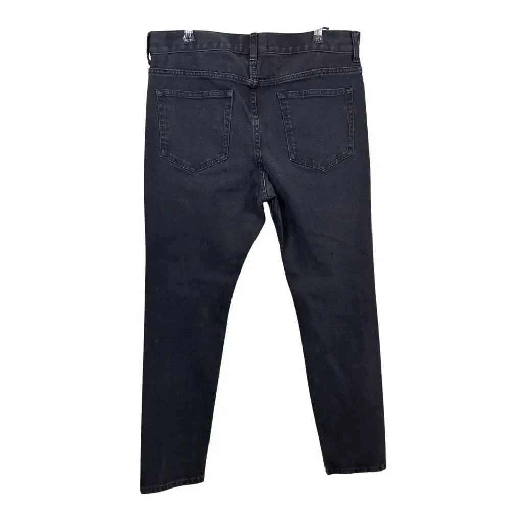 Everlane The Skinny Fit Jeans Mens Size 33 Black Stretch Cotton Tapered Leg